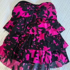Pink and Black Floral Kids Dress